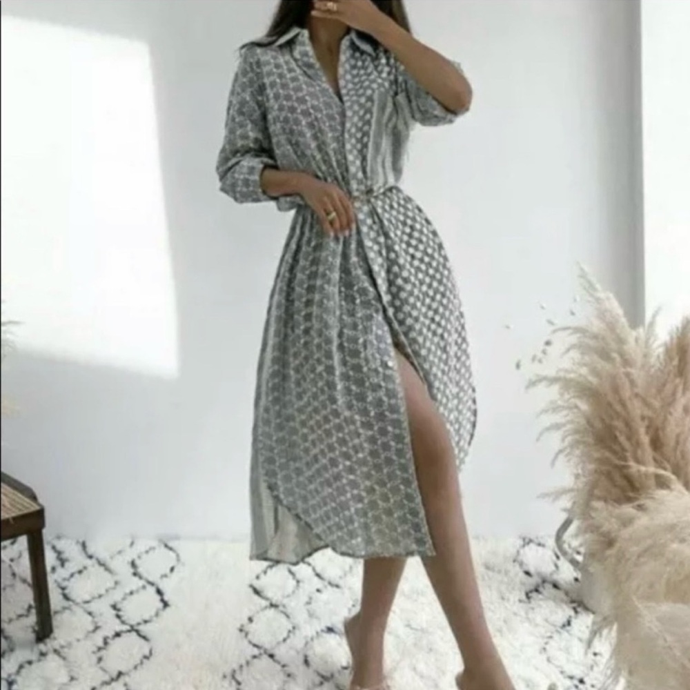 Zara Floral Embroidered Patchwork Button Down Ele… - image 5